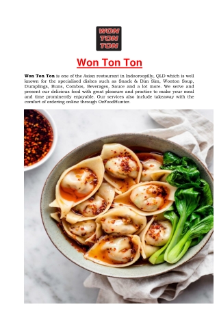 5% Off - Won Ton Ton Asian menu Takeaway Indooroopilly, QLD