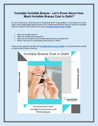 Consider Invisible Braces - Let’s Know About How Much Invisible Braces Cost in Delhi