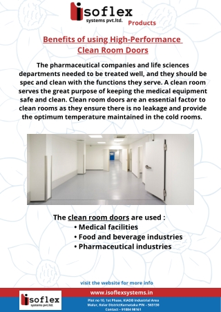 Benefits of using High-Performance Clean Room Doors