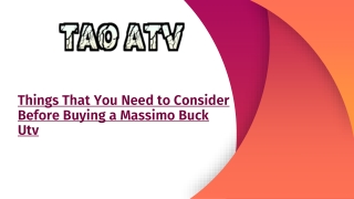 Do you Want to Buy a Quality Massimo Buck Utv