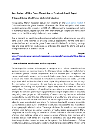 Sales Analysis of Wind Power Market-Shares, Trend and Growth Report