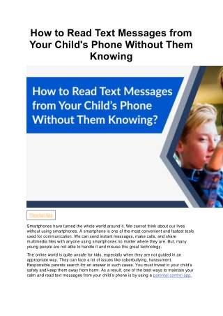 How to Read Text Messages from Your Kids Phone Without Them Knowing