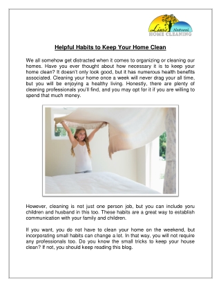 Helpful Habits to Keep Your Home Clean