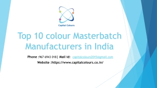Top 10 colour Masterbatch Manufacturers in India