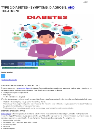 Type 2 Diabetes- Symptoms, Diagnosis and Treatment