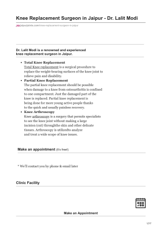 Knee Replacement Surgeon in Jaipur - Dr Lalit Modi