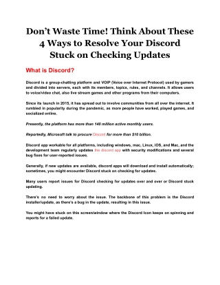 Don’t Waste Time! Think About These 4 Ways to Resolve Your Discord Stuck on Checking Updates