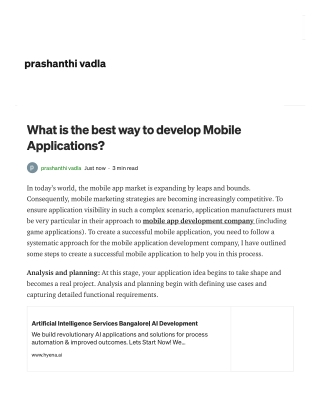What is the best way to develop Mobile Applications