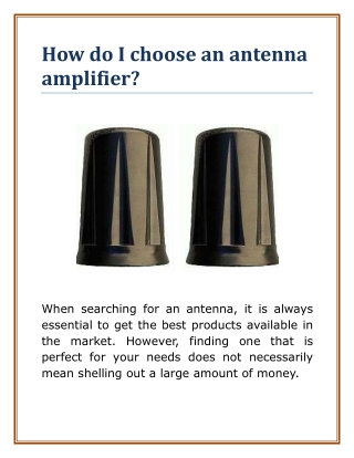 How do I choose an antenna amplifier