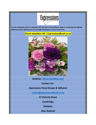 Florist Hamilton NZ  Expressionsfloral.co.nz