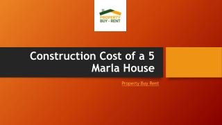 Construction Cost of a 5 Marla House