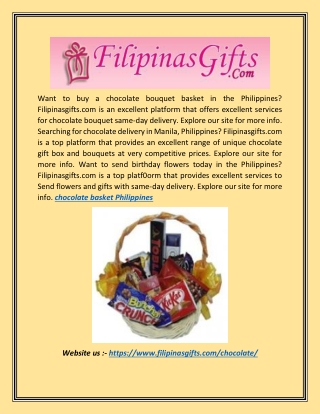 Chocolate Basket Philippines | Filipinasgifts.com