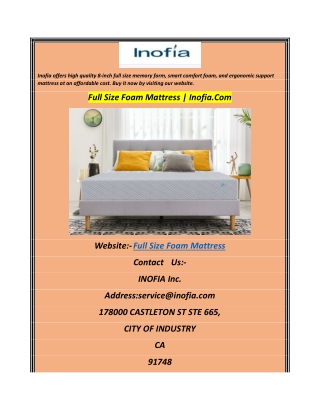 Full Size Foam Mattress Inofia.Com