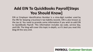 Add EIN To QuickBooks Payroll[Steps You Should Know]