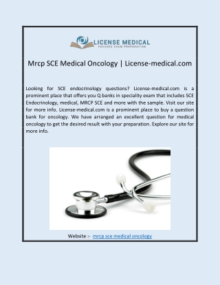 Mrcp SCE Medical Oncology | License-medical.com