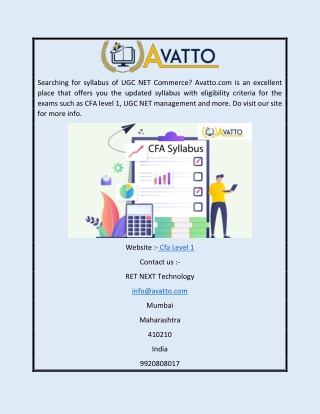 CFA Level 1 | Avatto.com