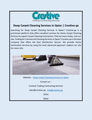 Deep Carpet Cleaning Services in Qatar | Crestive.qa