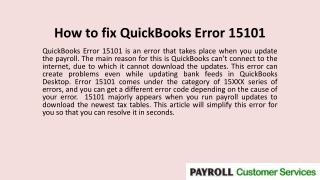 How to fix QuickBooks Error 15101