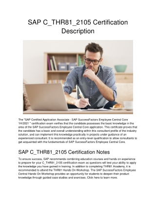 SAP C_THR81_2105 Certification Description