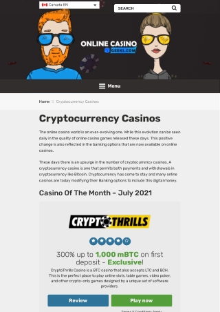 Cryptocurrency Casinos Online