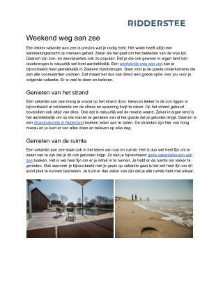Weekend weg aan zee
