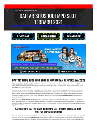 DAFTAR SITUS JUDI MPO SLOT TERBARU DAn Terpercaya 2021