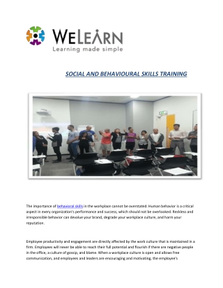 SOCIAL AND BEHAVIOURAL SKILLS TRAINING WELEARNTRAINING-converted