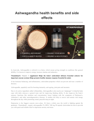 Ashwagandha health benefits and side effects