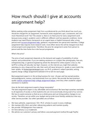 How much should I give at accounts assignment help