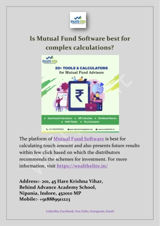 Is Mutual Fund Software best for complex calculations