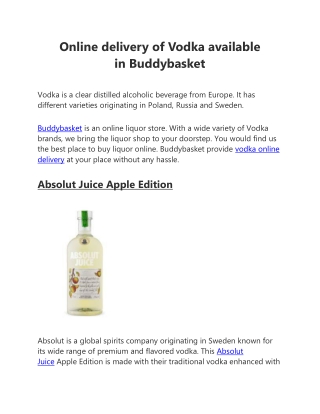 Online delivery of Vodka  available in buddybasket