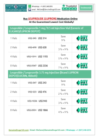Cheapest price for Leuprolide Eligard Injection Online