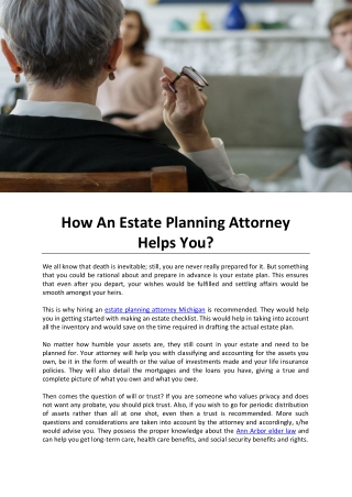 How An Estate Planning Attorney Helps You?