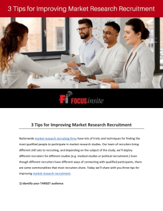 3 Tips for Improving Market Research Recruitment