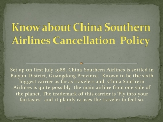 China Southern Airlines Cancellation Policy 1-800-350-0516