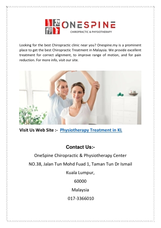 Physiotherapy Treatment in Kl | Onespine.my