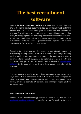 The Best Recruitment Software
