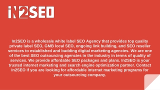 Affordable White Label SEO Services - In2SEO