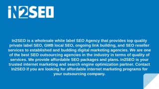 White Label SEO Company - In2SEO