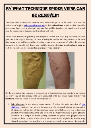 By What Technique Spider Veins Can Be Removed