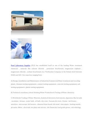 Pearl Laboratory Supplies(Laboratory equipment,chemicals,drinking water treatmen