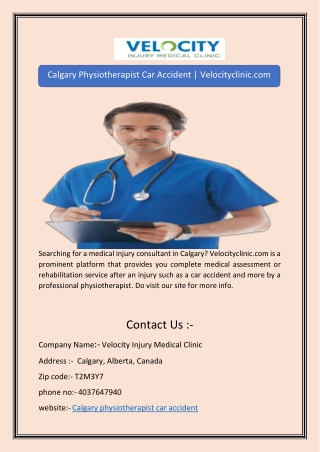 Calgary Physiotherapist Car Accident | Velocityclinic.com