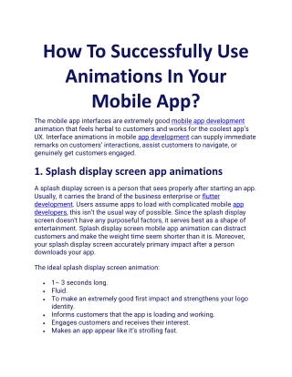 How To Successfully Use Animations In Your Mobile App