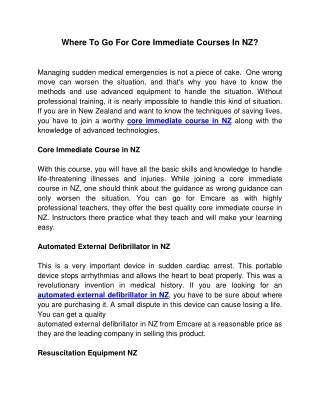 Where To Go For Core Immediate Courses In NZ?