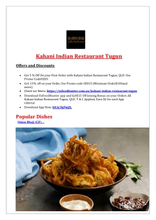 5% Off - Kahani Indian Restaurant Menu Tugun, QLD