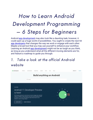 How to Learn Android Development Programming