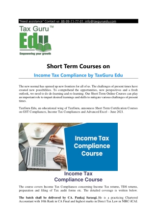 online Income Tax Compliance Course