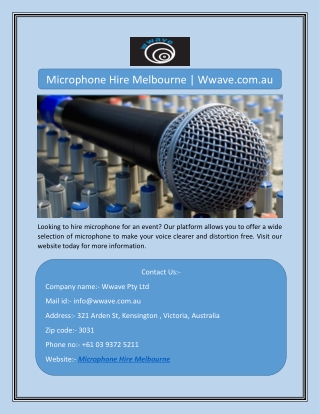 Microphone Hire Melbourne | Wwave.com.au