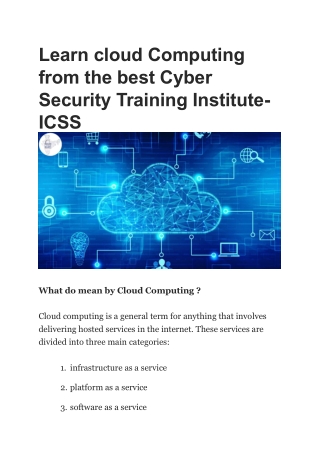 Learn cloud Computing from the best Cyber Security Training Institute