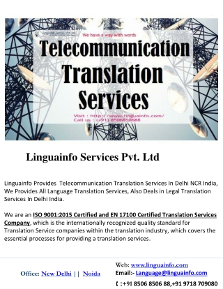 Telecommunication Translation Services In Delhi Ncr.